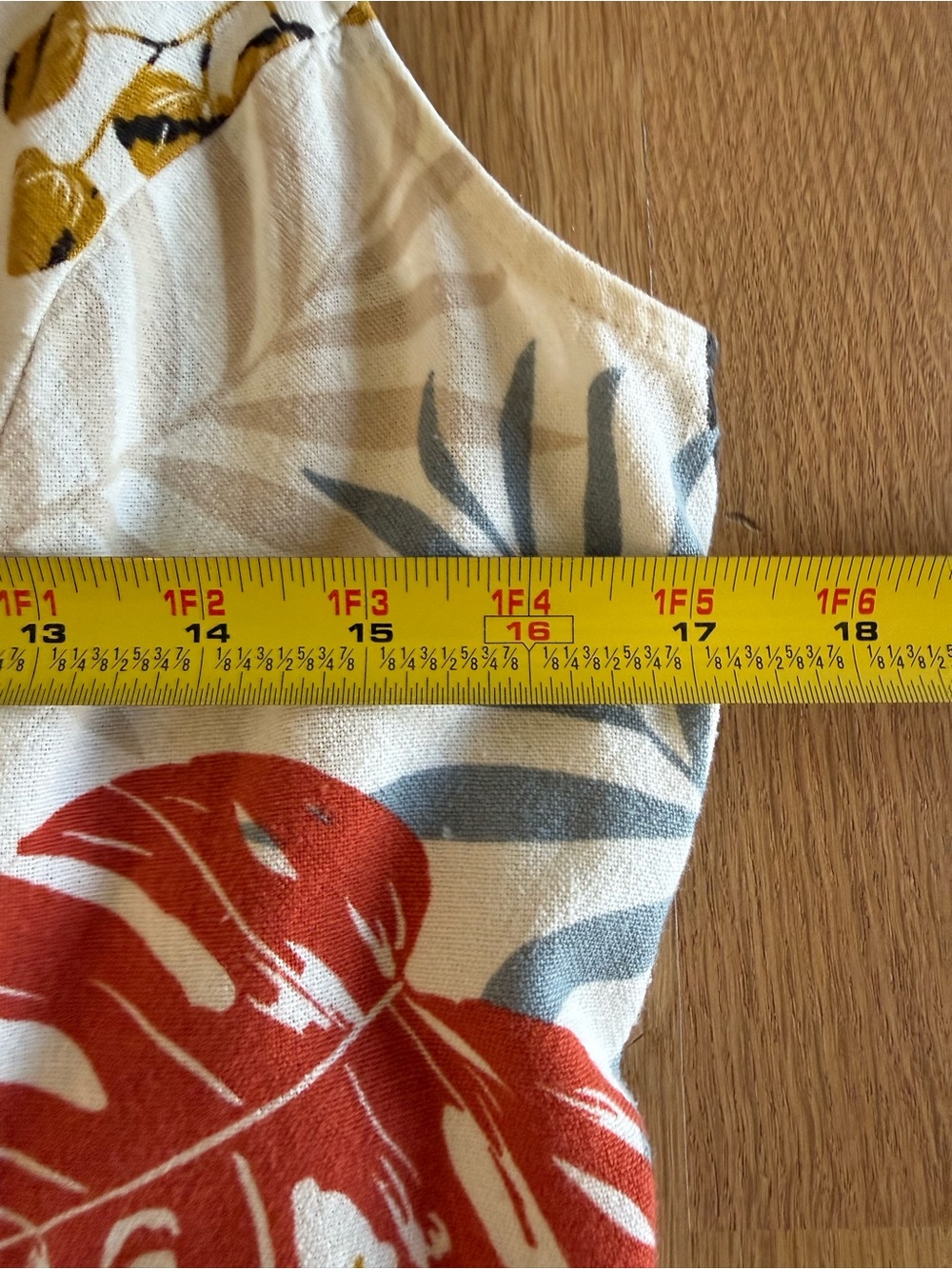 Sleeveless Rayon/Linen Dress with Tropical Leaf Print - Picture 7 of 9